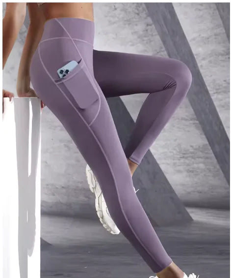 High-Waist Sports Leggings with Pocket